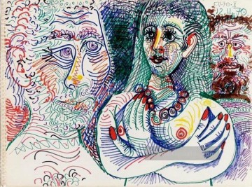  1970 - Deux hommes et une Frau 1970 kubist Pablo Picasso